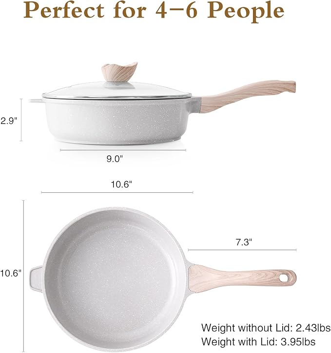 Kordisen Nonstick Ceramic Deep Frying Pan, 10 Inch Non Toxic Skillet - Image 6