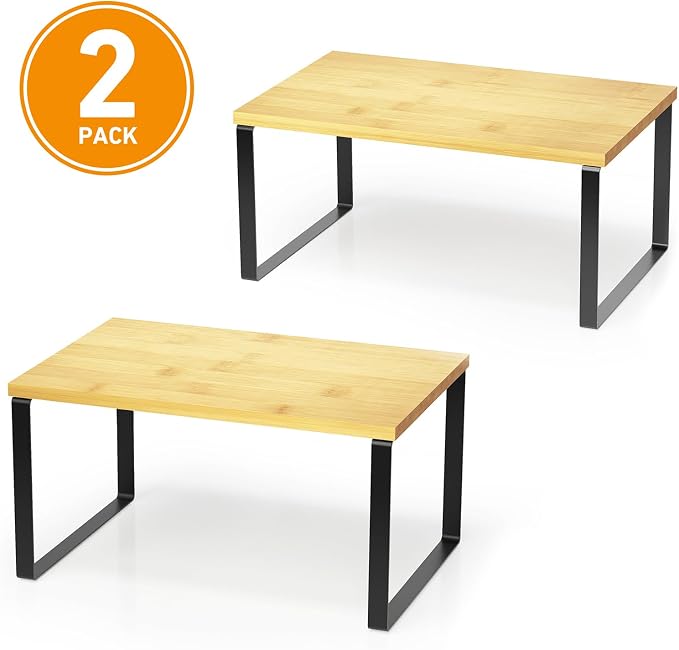 SpaceAid Cabinet Shelf Organizers 2 Pack, Kitchen Counter Rack Shelves Riser - Image 7