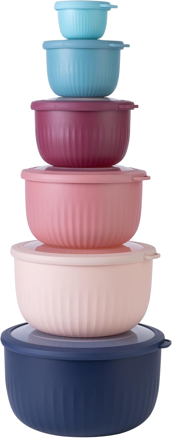 COOK WITH COLOR Prep Bowls with Lids- Wide and Deep Nesting Plastic Small by CookwithColor