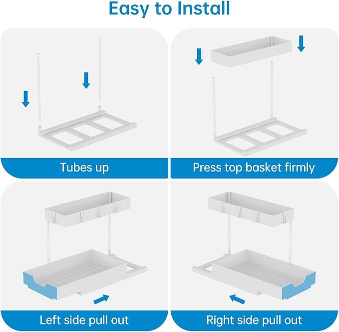 NATURE'S SOURCE 2-Tier Under Sink Organizers and Storage 2 Pack Sliding L-shape - Image 6