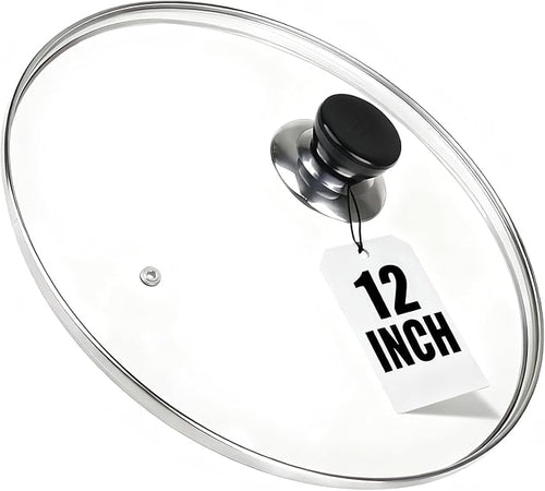 12 Inch Pan Lid, Tempered Glass Cast Iron Lids by Eptcp