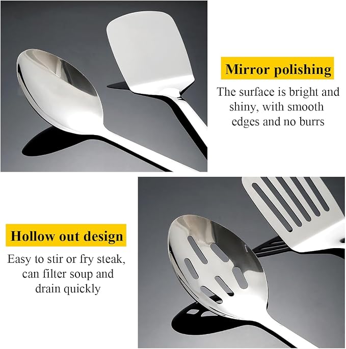 Homquen Stainless Steel Kitchen Utensils Set 4pcs, Cooking Utensils Set - Image 7