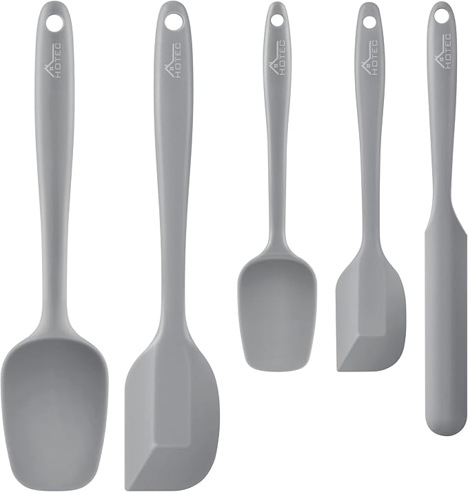 HOTEC 600℉ Heat Resistant BPA-Free Silicone Rubber Spatula Set, Kitchen Cooking by Hotec