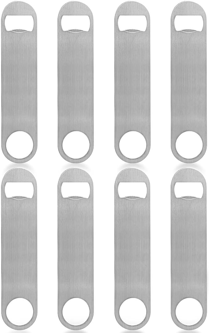 KISEER Heavy Duty Stainless Steel Flat Bottle Opener, 8 Pack Beer Bottle Opener by KISEER