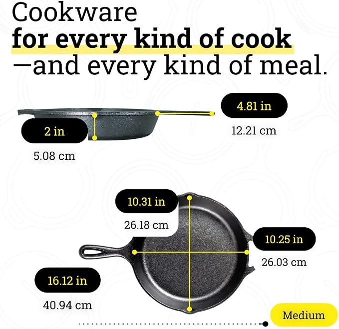 Lodge Seasoned Cast Iron Skillet Set 8, 10.25 & 12 Inches - Image 7