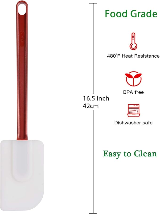Silicone Rubber Spatula Set of 3, High Heat Commercial Spatula 16 Inch - Image 6