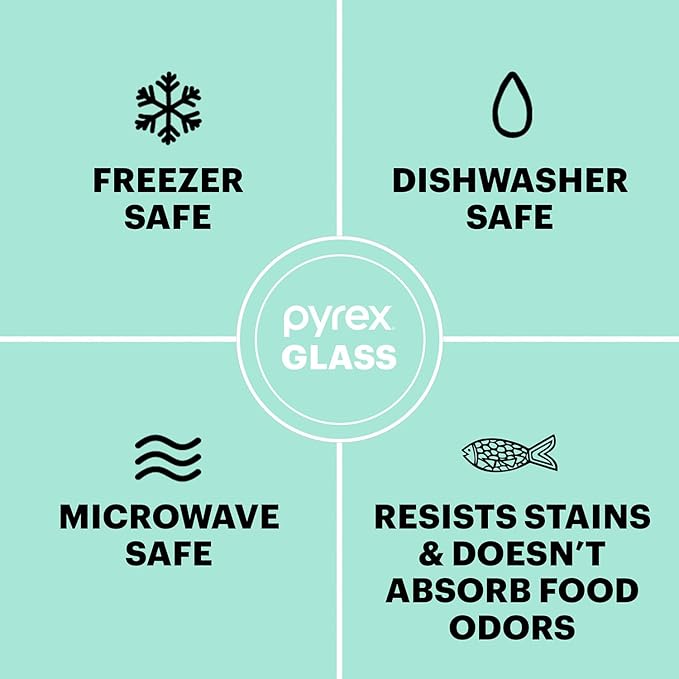 Pyrex Freshlock Mixed Sized Airtight Glass Food Storage Container Set, Non Toxic - Image 7