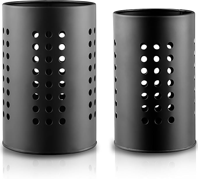 Evanda Kitchen Utensils Holder for Countertop Pack of 2, Stainless Steel Black by Evanda