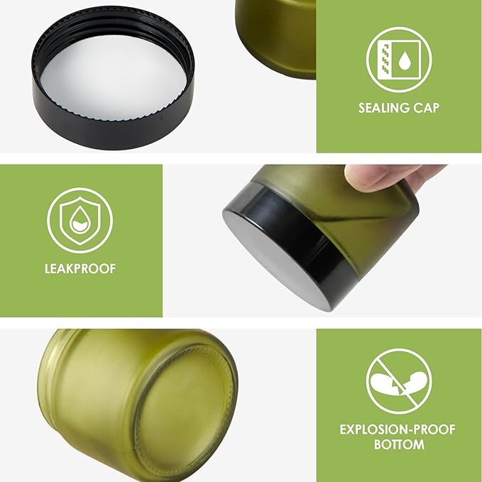 2oz Jars with Lids, HOA Kinh 24 Pack Green Frosted Glass Jars with Lids Empty - Image 5