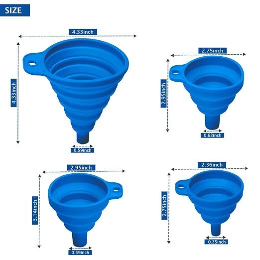 Set of 4 Silicone Collapsible Kitchen Funnel - Image 4