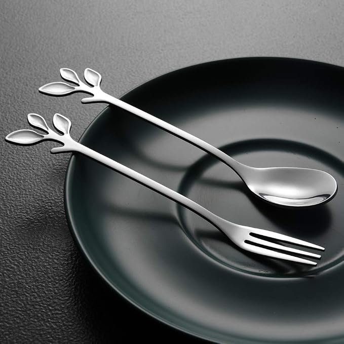 AnSaw Elegant Silver Leaf Coffee Spoons - Image 8