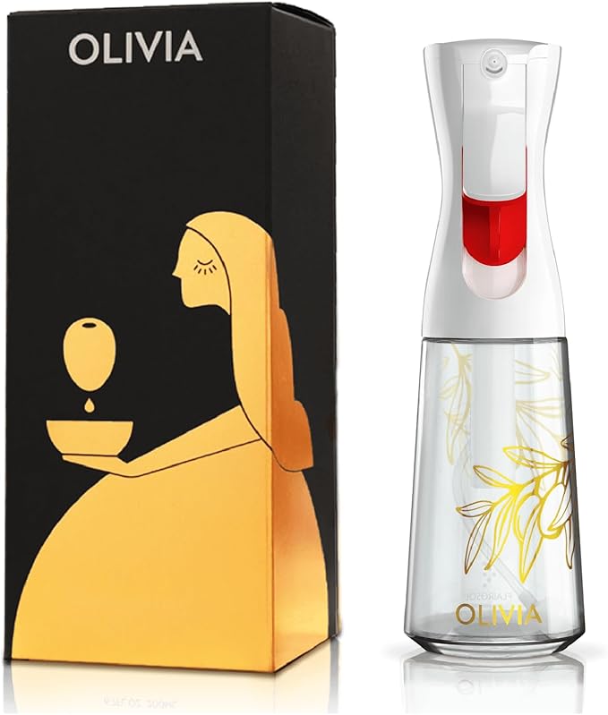 OLIVIA Oil Sprayer for Cooking, 200ml Glass Olive Oil Sprayer, Continuous by Flairosol