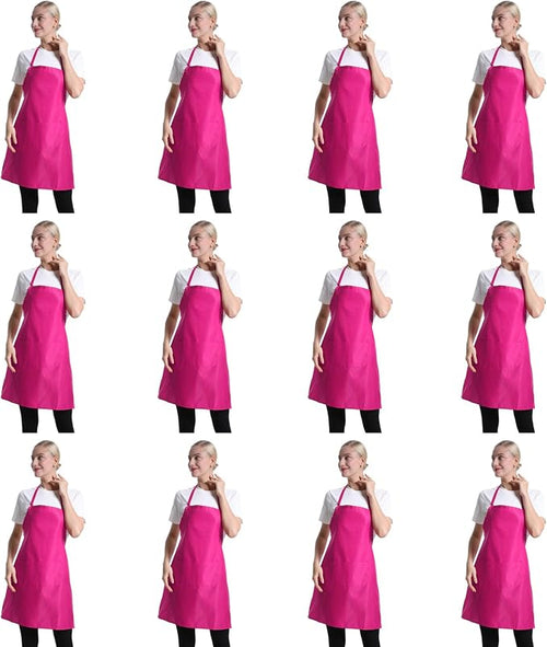 12 Pcs Bib Bulk Hot Pink Aprons by TSDSTORY