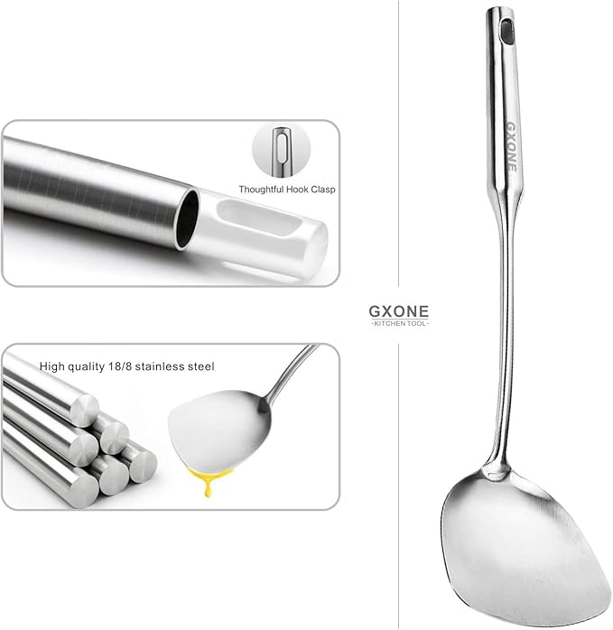 Wok Spatula Stainless Steel, Wide Metal Spatula - Image 3