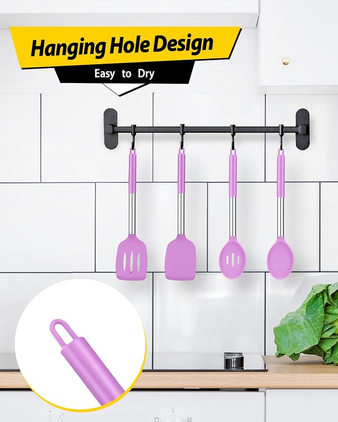 Pack of 4 Silicone Cooking Utensils Set, Non Stick Large Solid Spatulas - Image 6