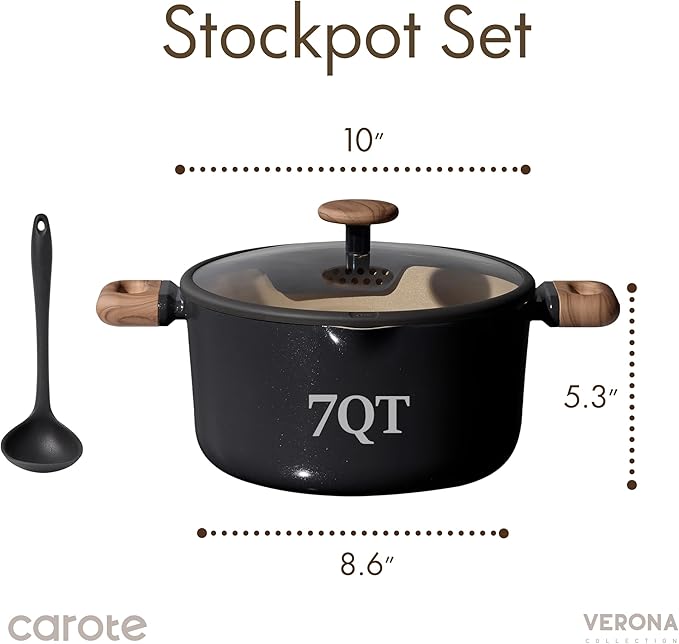 CAROTE Stock Pot with Lid, 7Quart Ceramic Soup Pot Non Toxic, Nonstick Cooking - Image 2