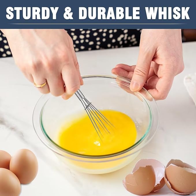 Eddeas Mini whisk, Small Whisk 2 Pieces, 5in and 7in 304 Stainless steel Wire - Image 6