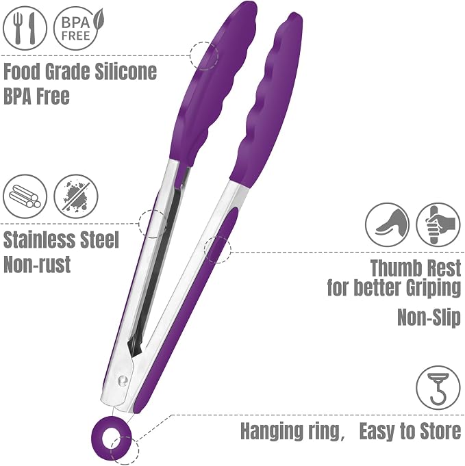 Hotec Mini Silicone Kitchen Tongs - Image 5