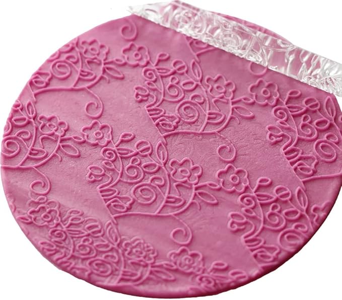 Acrylic Rolling Pin with 28 Patterns, Lightweight 6.3x0.4 Inch Textured Design - Image 3