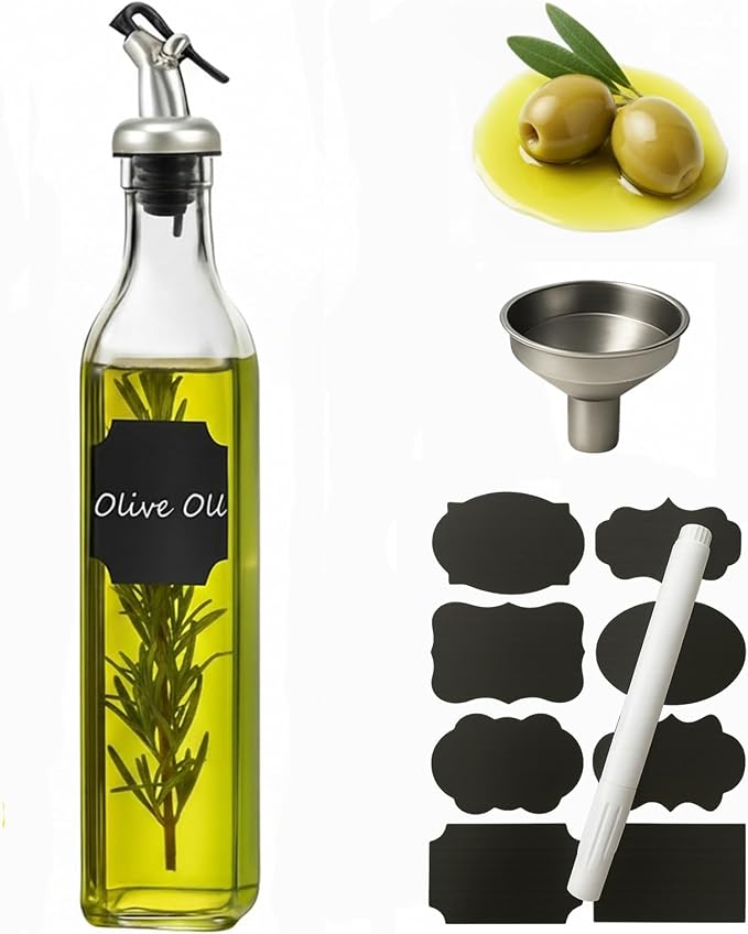 WERTIOO Olive Oil Dispenser Bottle, 17 OZ Glass Oil Dispenser by WERTIOO