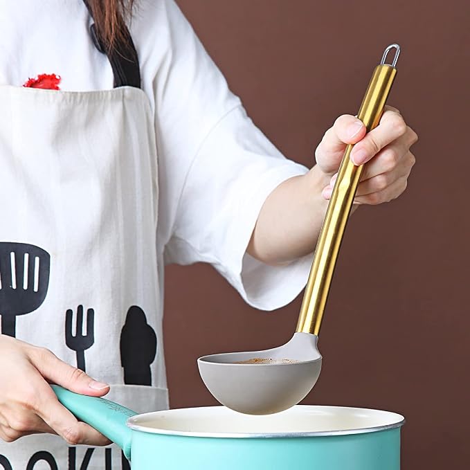 Gold Ladle, Berglander Non-stick Silicone Kitchen Ladle - Image 7