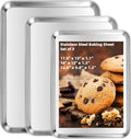 Baking Sheet Set of 3, Heavy-Duty Stainless-Steel Baking Pans, Cookie Sheets by Kichwit