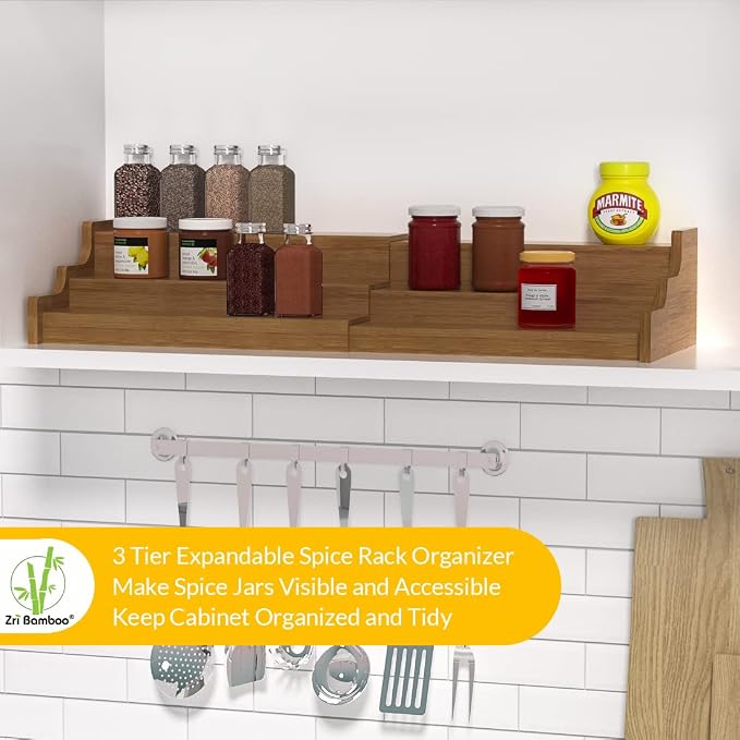 Bamboo Spice Rack Cabinet Organizer - Image 2