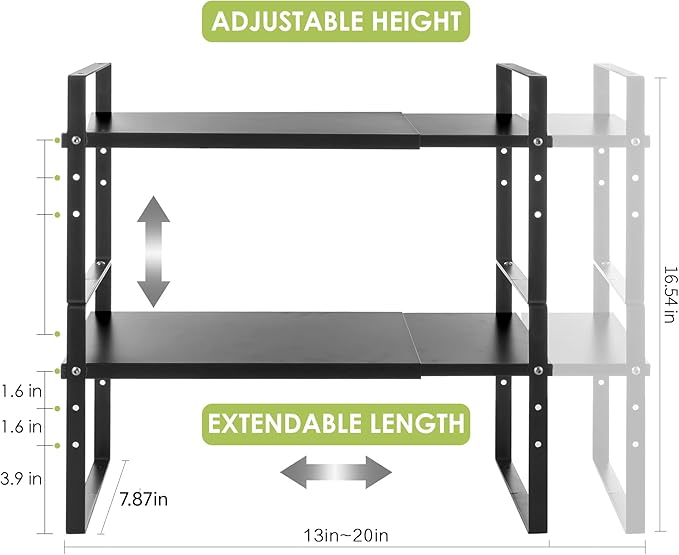 Across-Star Expandable Cabinet Shelf Organizer Rack, Stackable Kitchen Counter - Image 3