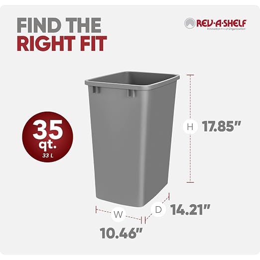 Rev-A-Shelf Polymer Replacement 35 Quart Trash Bin Recycle Waste Garbage - Image 3