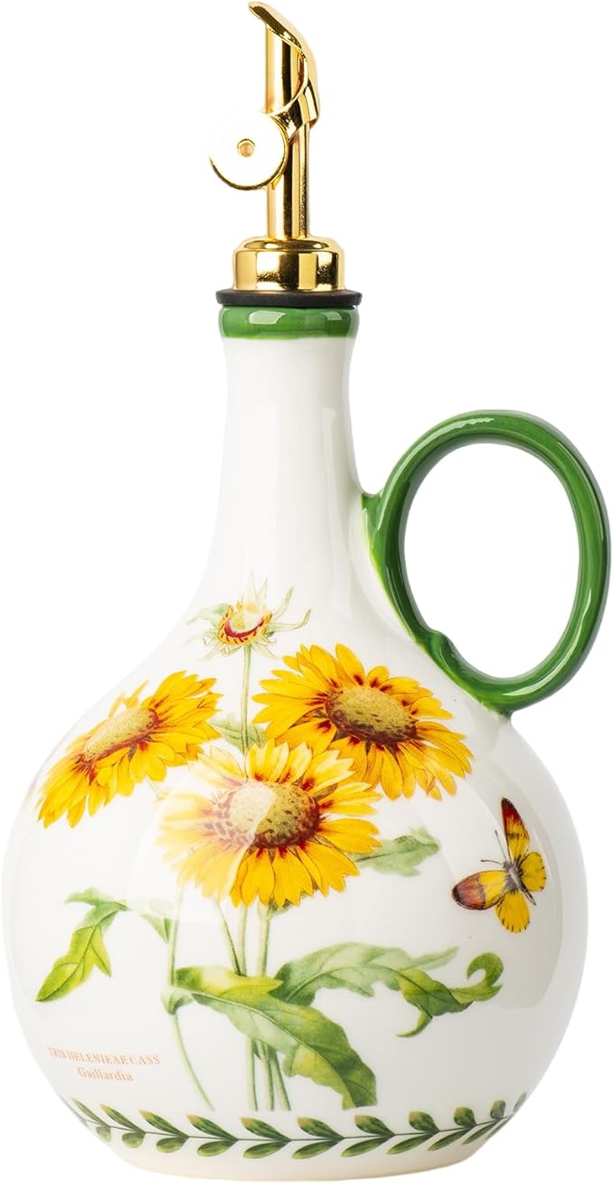 Ceramic Olive Oil Dispenser, 27 oz Floral Pattern Cruet by CABILON