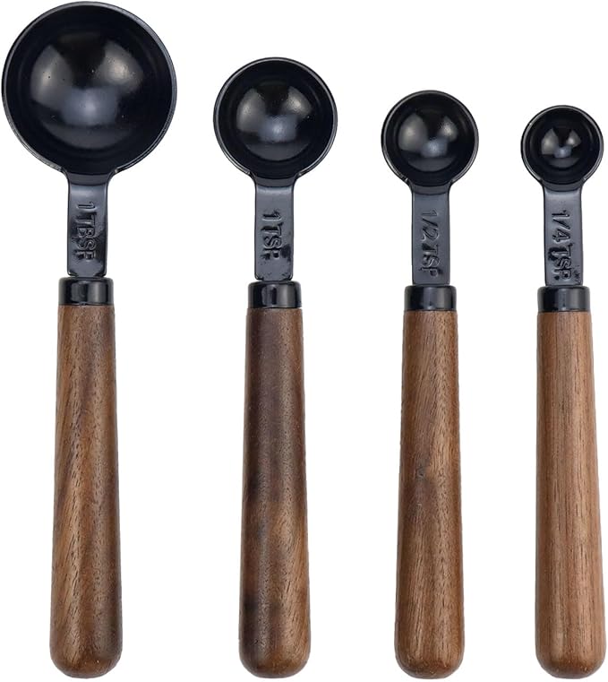 Set of 4 Measuring Spoons Black Measuring Scoops by Mewutal