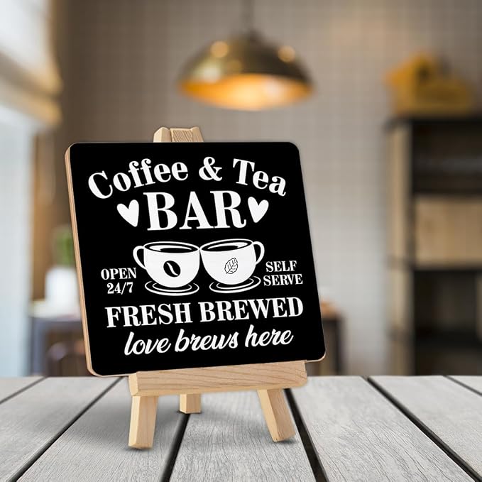 Coffee Tea Bar Decor, Coffee and Tea Bar Wood Sign - Image 4