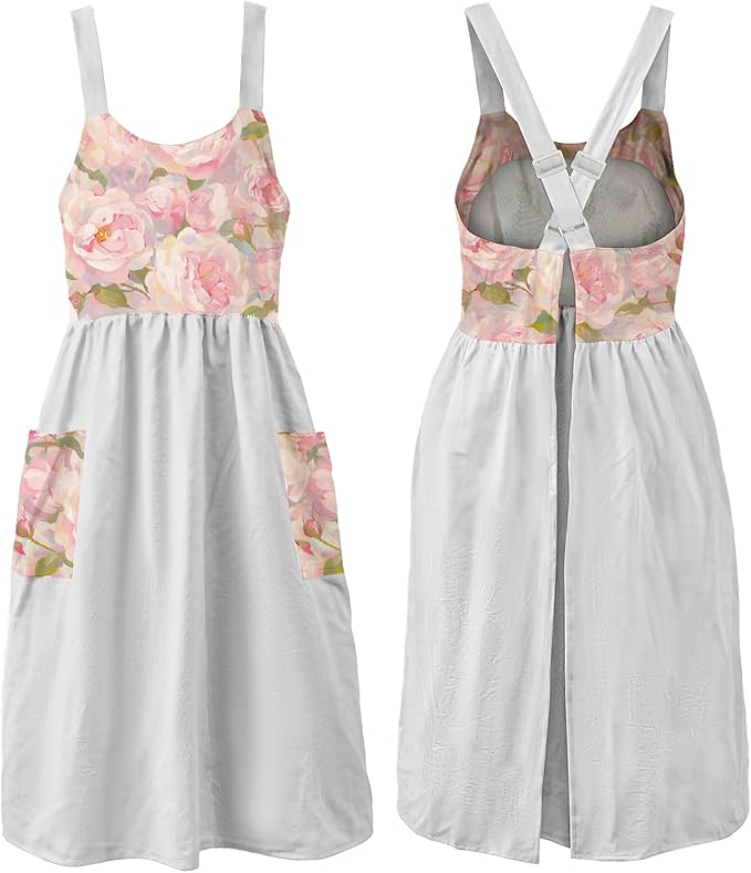 Uaussi Cotton Linen Apron Cross Back Work Apron by Uaussi