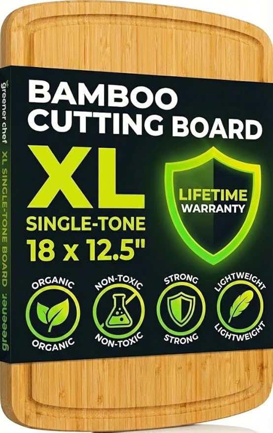 GREENER CHEF 18 Inch Extra Large Bamboo Cutting Board by GreenerChef