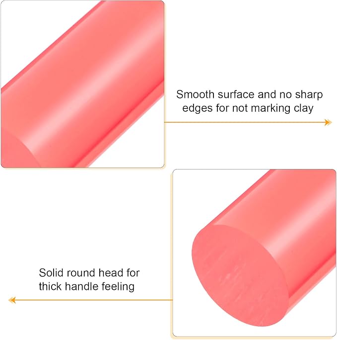 HARFINGTON Acrylic Clay Roller 6 Inch x 1 Inch Solid Non-Stick Plastic Round - Image 4