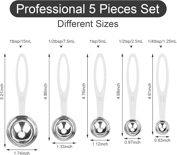 5pcs Measuring Spoon Set, Heavy Duty Stainless Steel Measuring Cups - Image 2