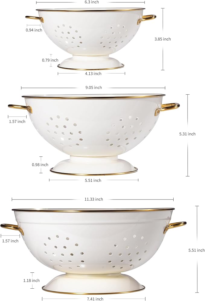 Metal Colander Set of 3, Strainer Basket - Image 2