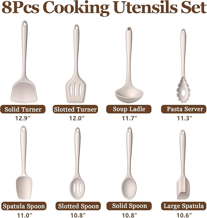 LIANYU 8Pcs Kitchen Cooking Utensils Set, Silicone Cooking Utensil Set - Image 2