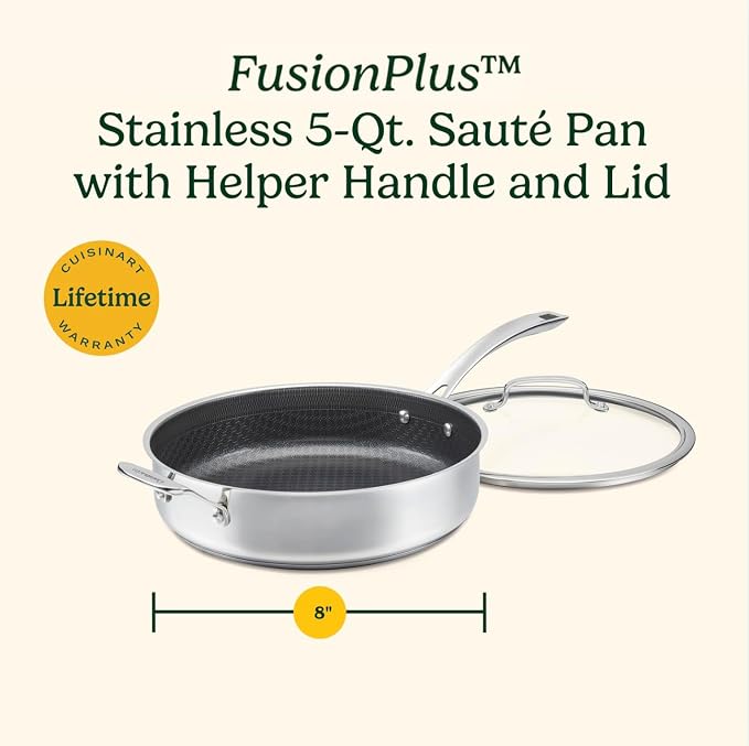 Cuisinart FusionPlus Hybrid Stainless Steel Cookware, 5-Quart Sauté Pan - Image 8
