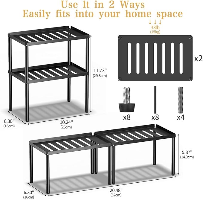 Cabinet Organizer Shelf, 2 Tier Kitchen Cabinet Organizer - Image 4