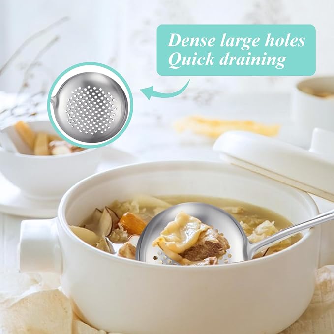 Slotted Spoon, Stainless Steel Strainer Metal Skimmer Spoon - Image 6