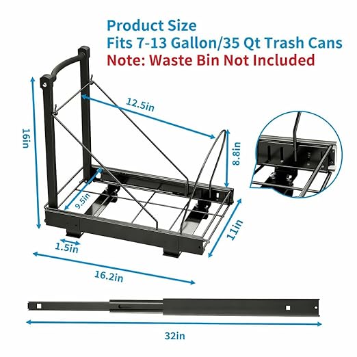Adjustable Under Cabinet Trash Can Organizer - Image 5