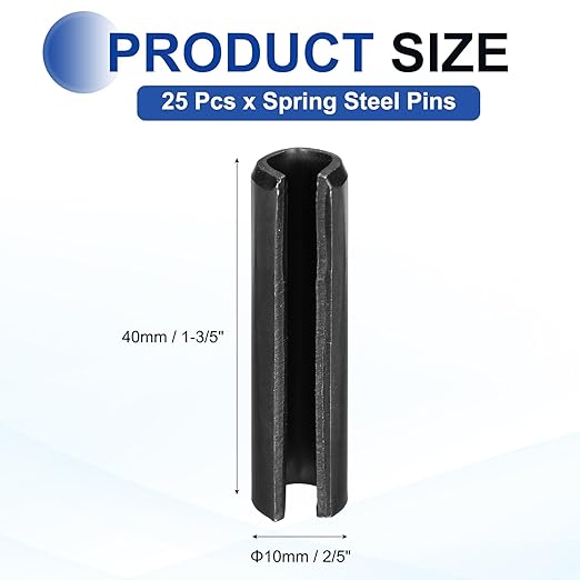 MECCANIXITY 25Pcs Slotted Split Roll Pins 2/5 Inch Dia. 1-3/5 Inch Length 65Mn - Image 2
