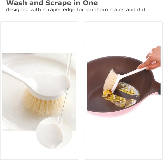 Facjoleco Dish Brush with Handle, Pot Brush, 2 Pack Kitchen Scrub Brushes - Image 4