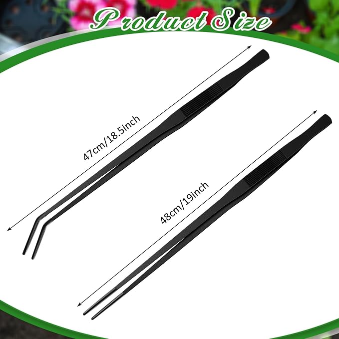 Lasnten 2 Pcs Extra Long Stainless Steel Reptile Feeding Tongs - Image 2
