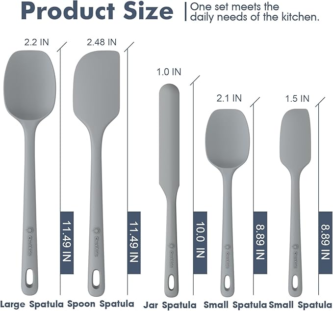ChefAide 5 Pieces Silicone Spatula Set, Food Grade Rubber Spatula, Upgrade - Image 2