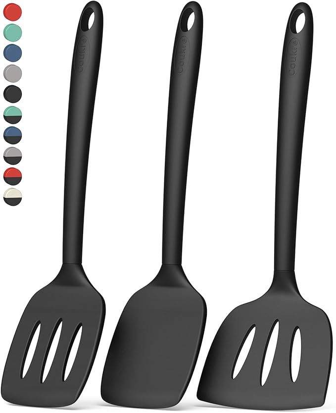 Coukre 3 Pack Silicone Spatula Set, High Heat Resistant, Fish Spatula, Solid & by Coukre