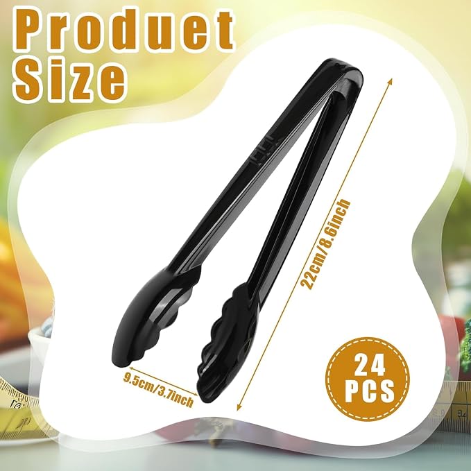 Mwellewm 24 Pc Plastic Tongs for Serving 9 Inch Bulk Reusable or Disposable - Image 4