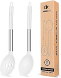 Pack of 2 Large Silicone Cooking Spoons, Non Stick Solid Basting Spoon by BUNDLEPRO