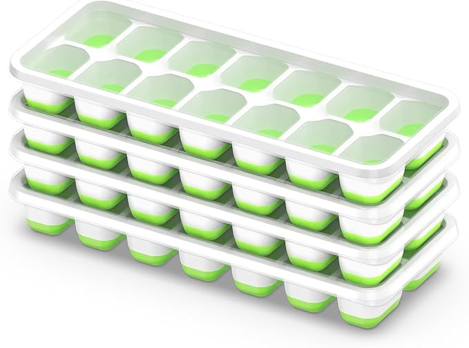 ChefAide Ice Cube Tray with Lid, 4 Packs 56 Cubes Durable Stackable Ice Cube - Image 9